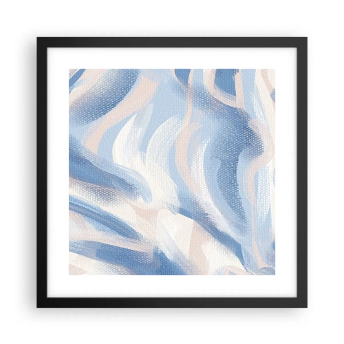 Póster en marco negro - Ondas azules - 40x40 cm