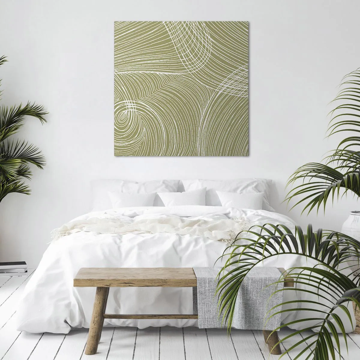 Cuadro sobre lienzo - Impresión de Imagen - Abstracción intrincada en blanco - 70x70 cm