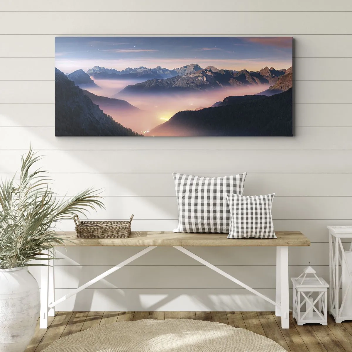 Cuadro sobre lienzo - Impresión de Imagen - Luz en los valles - 100x40 cm