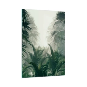 Cuadro sobre vidrio - Impresiones sobre Vidrio - Selva tropical envuelta en niebla - 50x70cm - Misterio tropical - Decoración de pared moderna para salón y dormitorio ARTTOR