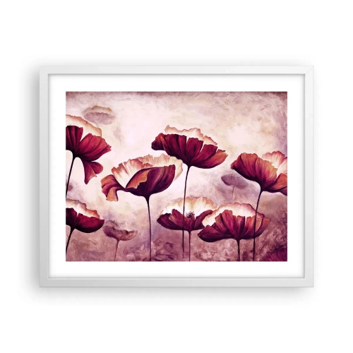 Póster en marco blanco - Pétalo rojo y blanco - 50x40 cm