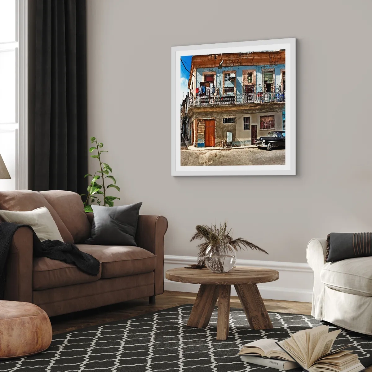 Póster en marco blanco - Ambiente hawaiano - 50x50 cm