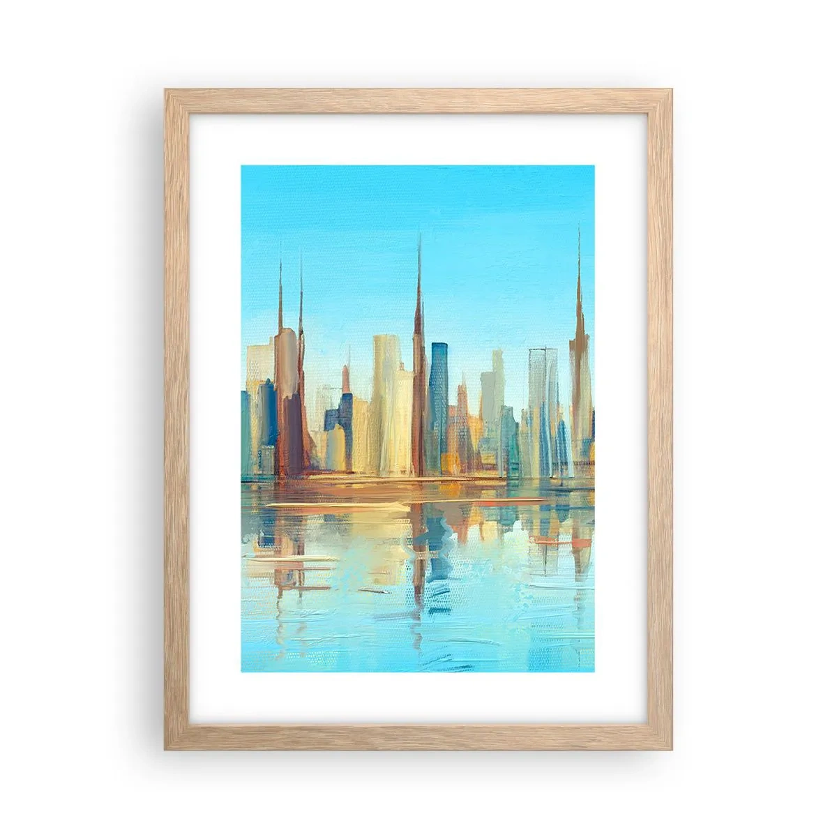 Póster en marco roble claro - Metrópolis soleada - 30x40 cm