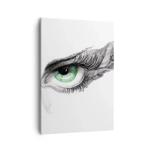 Cuadro sobre lienzo - Impresión de Imagen - Ojo artístico con iris verde y detalles de dibujo. - 50x70cm - Hermosa y lista para atacar - Decoración de pared moderna para salón y dormitorio ARTTOR