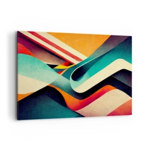 Cuadro sobre lienzo - Impresión de Imagen - Ondas abstractas coloridas en una composición dinámica - 120x80cm - Composición intensa - Decoración de pared moderna para salón y dormitorio ARTTOR