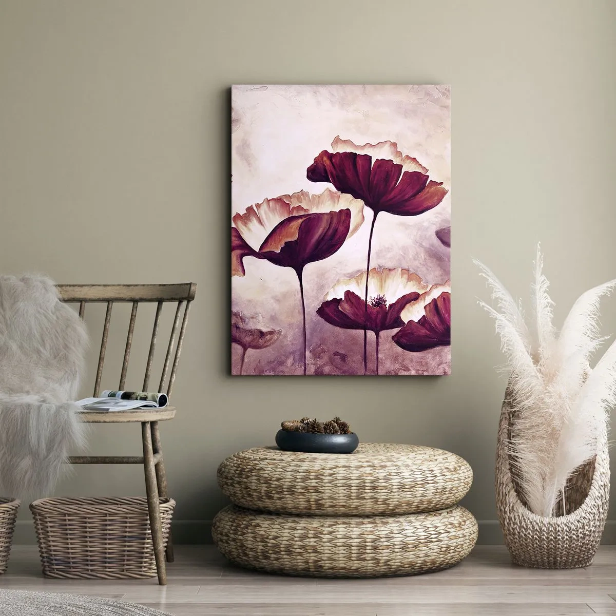 Cuadro sobre lienzo - Impresión de Imagen - Pétalo rojo y blanco - 55x100 cm