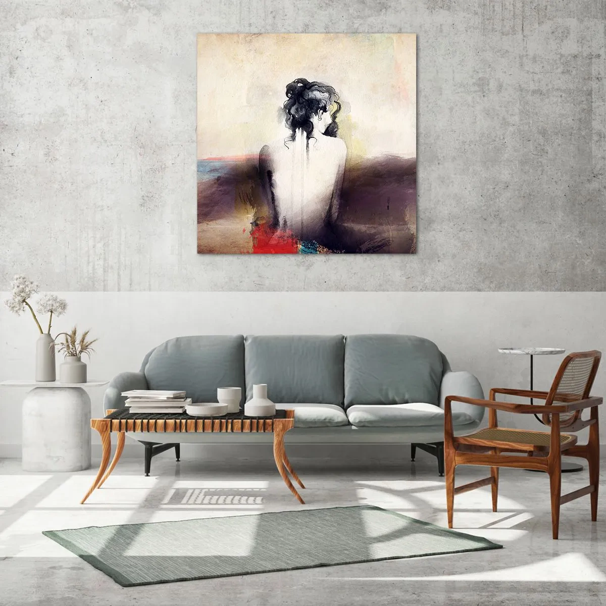 Cuadro sobre vidrio - Impresiones sobre Vidrio - Líneas suaves, formas ovaladas - 60x60 cm