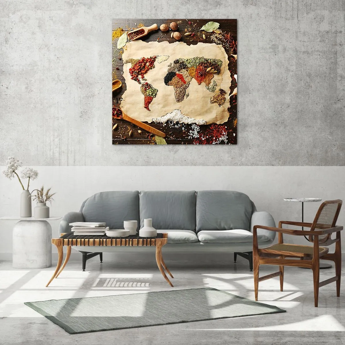 Cuadro sobre vidrio - Impresiones sobre Vidrio - Todos los sabores del mundo - 70x70 cm