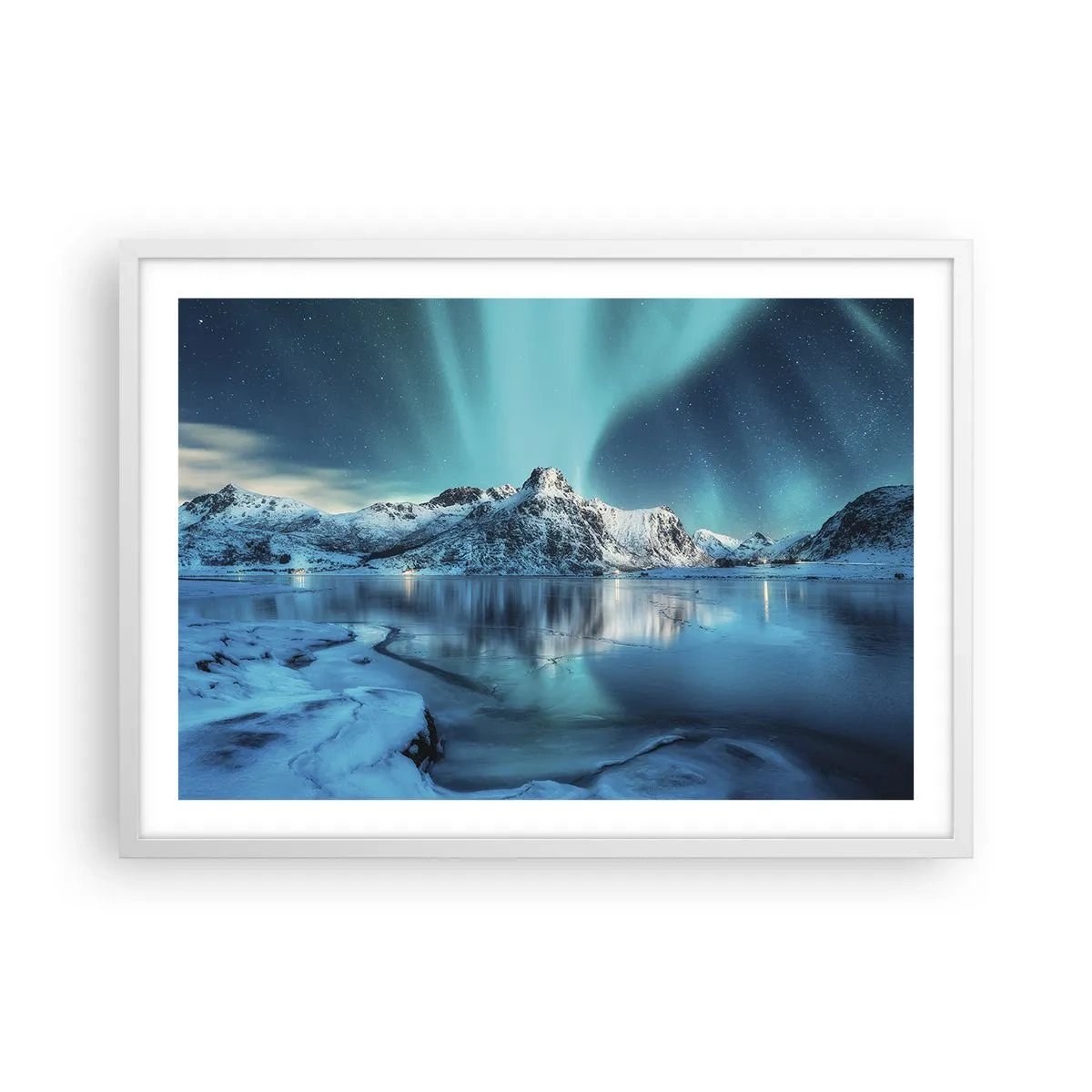 Póster en marco blanco - Una noche de luz - 70x50 cm