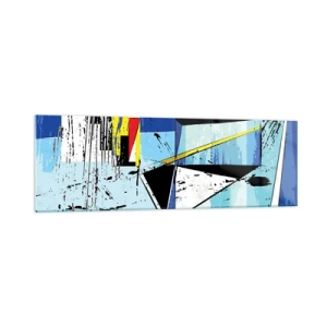 Cuadro sobre vidrio - Impresiones sobre Vidrio - Composición geométrica abstracta en colores vivos. - 160x50cm - Mirando el mundo desde un ángulo distinto - Decoración de pared moderna para salón y dormitorio ARTTOR