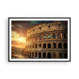 Póster en marco negro - El Coliseo de Roma al atardecer - 100x70cm - Una impresión colosal - Decoración de pared moderna para salón y dormitorio ARTTOR