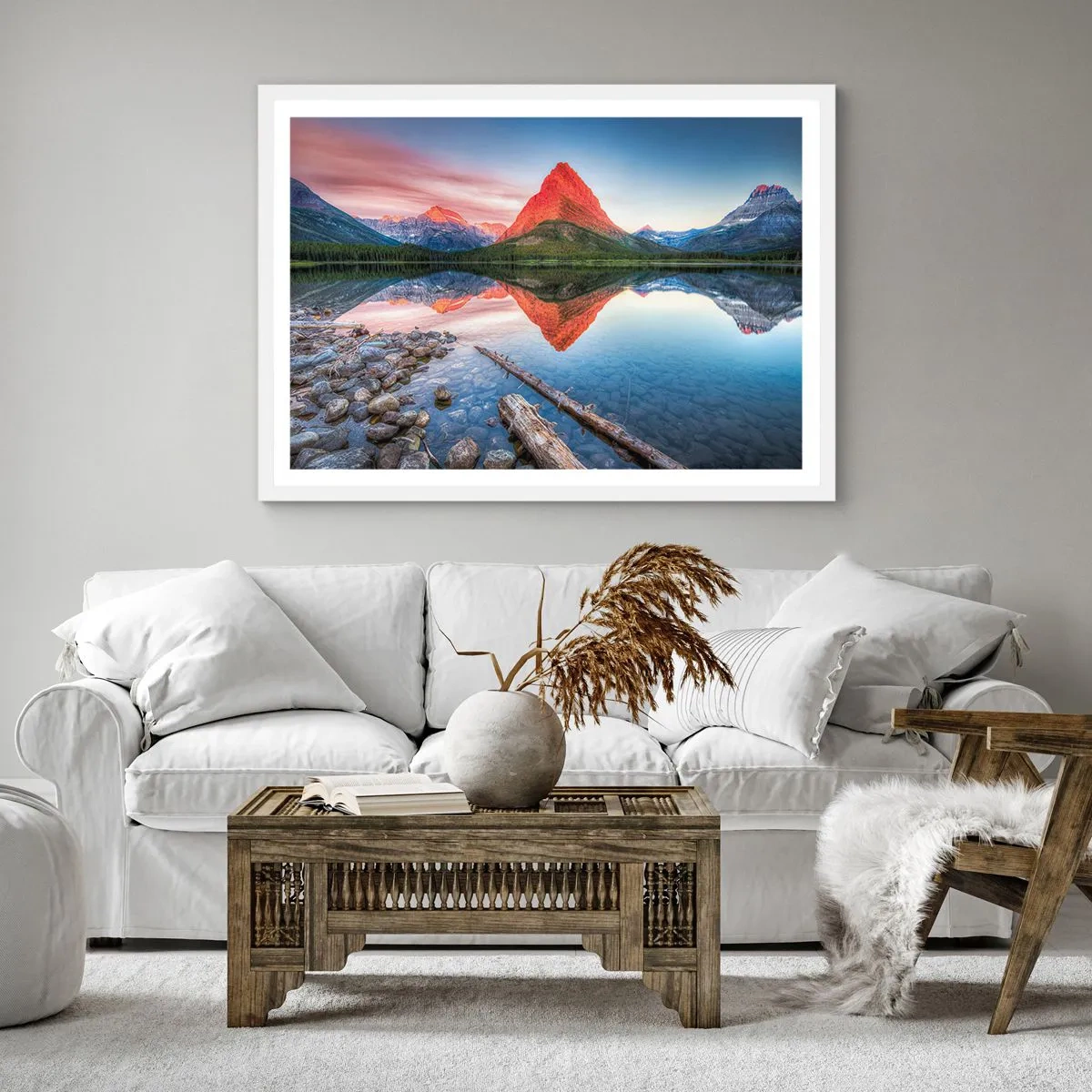 Póster en marco blanco - Cálido y frío - 60x60 cm