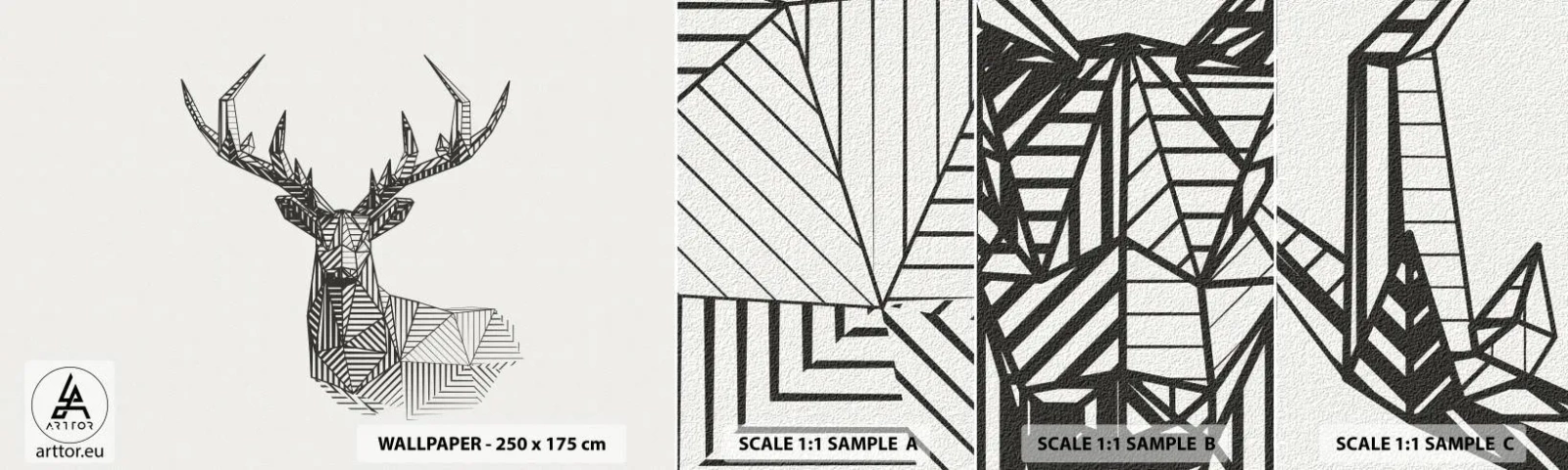 Muestra De Fotomural Standard Eco - Ciervo en estilo cubista - Abstracción, Ciervo, animales - 100x30 cm