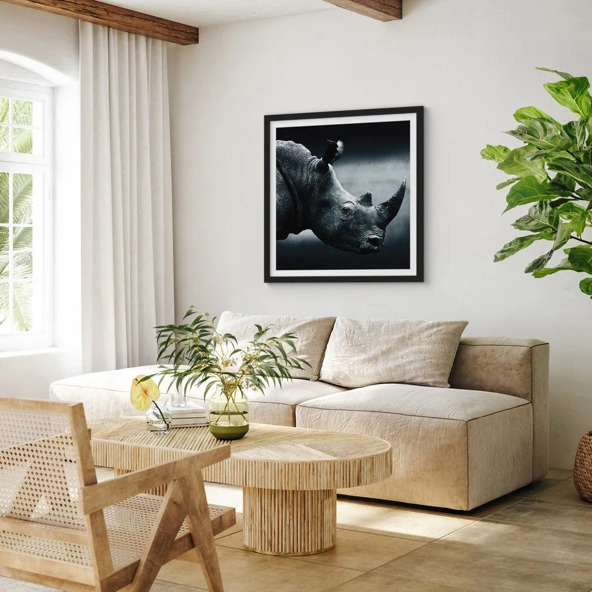 Póster en marco negro - Perfil derecho - 40x40 cm
