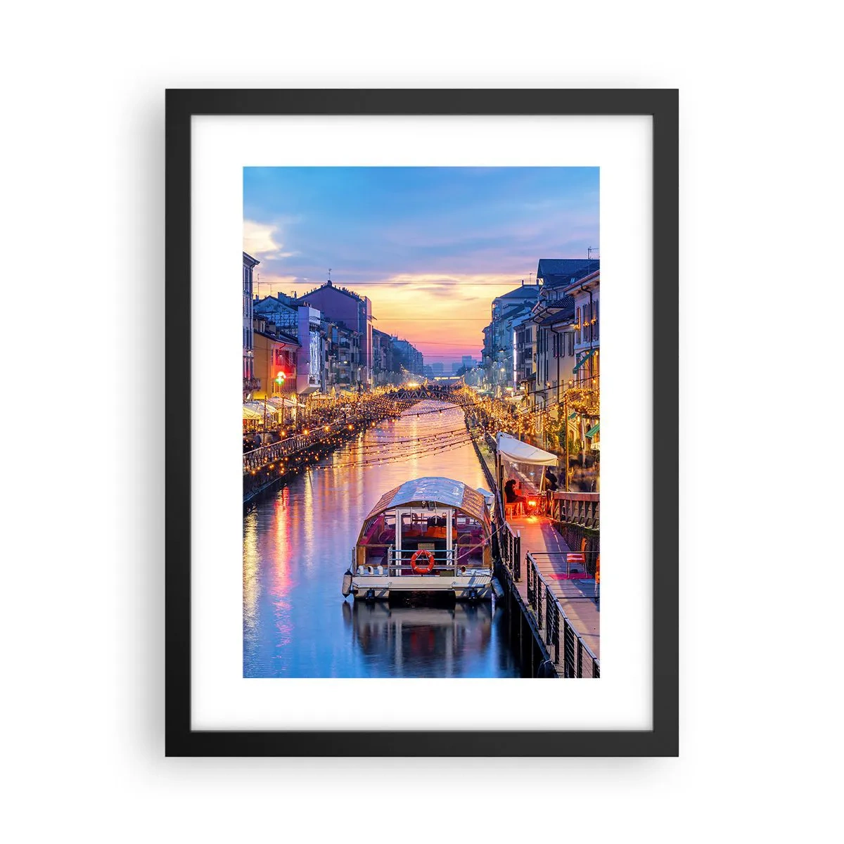 Póster en marco negro - Una noche de luz y diversión - 30x40 cm