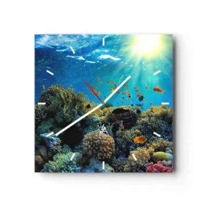 Reloj de pared - Reloj de vidrio - Tesoros submarinos - 40x40 cm