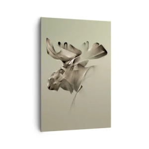 Cuadro sobre lienzo - Impresión de Imagen - Una imagen abstracta de un alce sobre un fondo minimalista. - 70x100cm - El suave poder de la paz - Decoración de pared moderna para salón y dormitorio ARTTOR