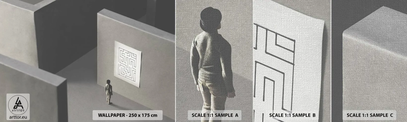 Muestra de fotomural Premium Canvas - ¿Pero dónde estoy? - Laberinto, Abstracción, Pedazo - 100x30 cm