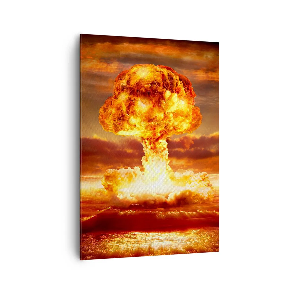 Cuadro sobre lienzo - Impresión de Imagen - Explosión de una nube de hongo con el atardecer como telón de fondo - 70x100cm - Y habrá un final - Decoración de pared moderna para salón y dormitorio ARTTOR