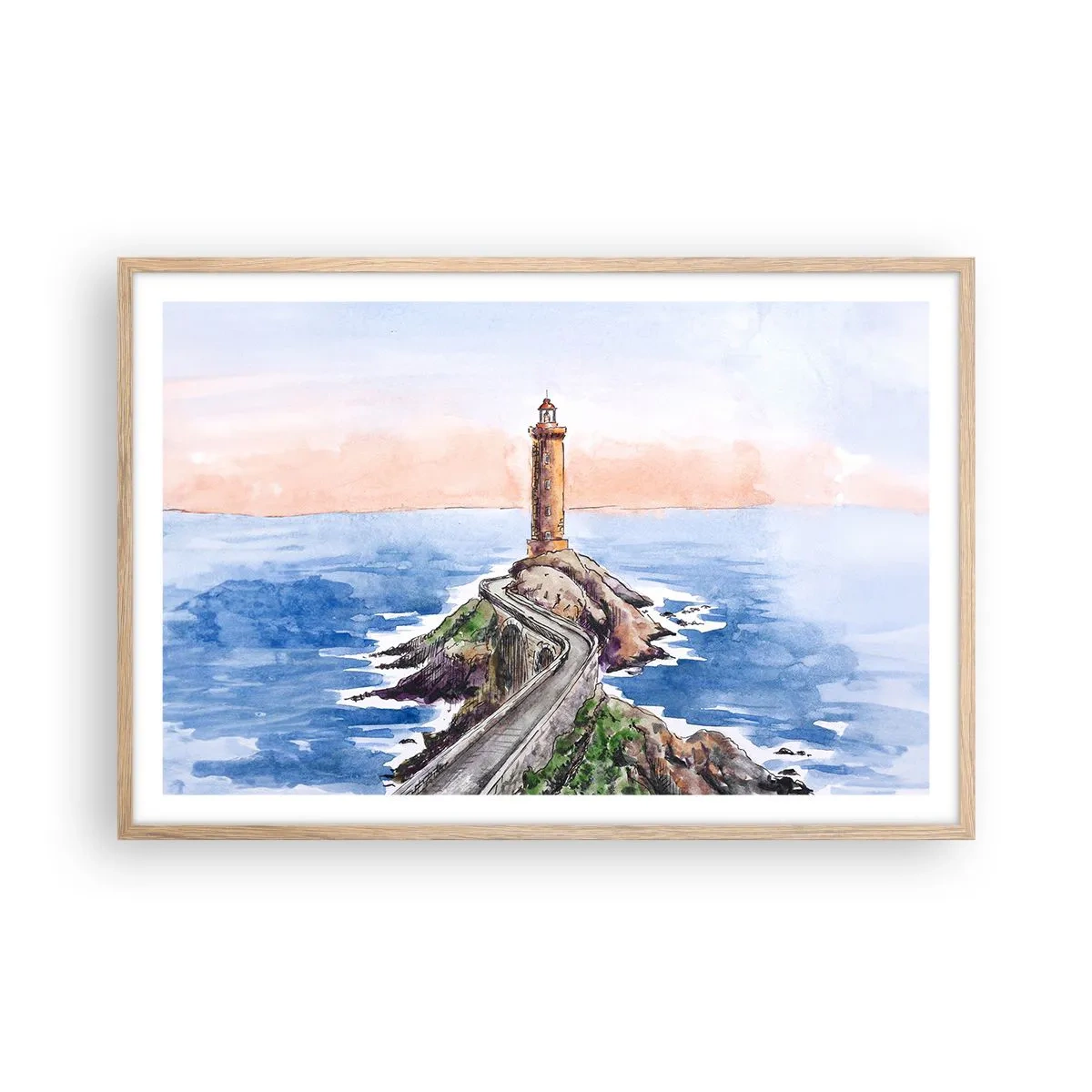 Póster en marco roble claro - Frente al mar - 91x61 cm