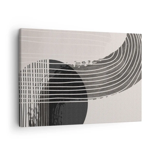 Cuadro sobre lienzo - Impresión de Imagen - Patrón abstracto con líneas y formas geométricas. - 70x50cm - Ida y vuelta - Decoración de pared moderna para salón y dormitorio ARTTOR
