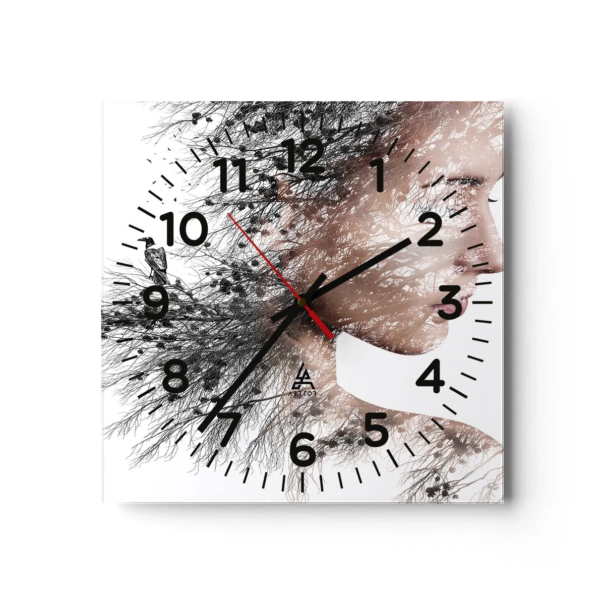 Reloj de pared - Reloj de vidrio - Espíritu del bosque - 40x40 cm