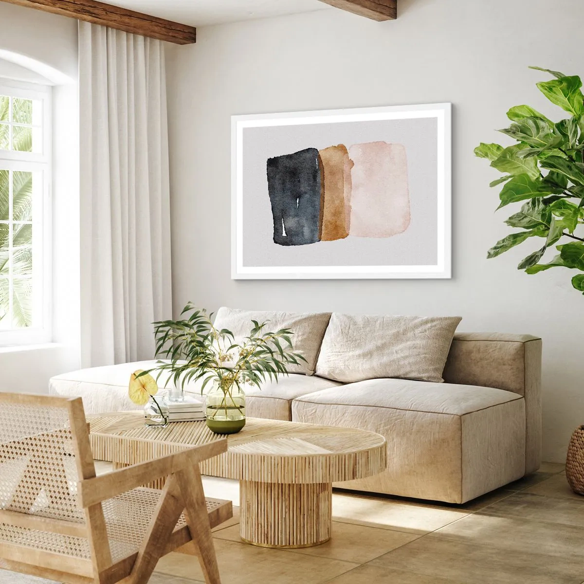 Póster en marco blanco - Una composición de colores tierra - 100x70 cm