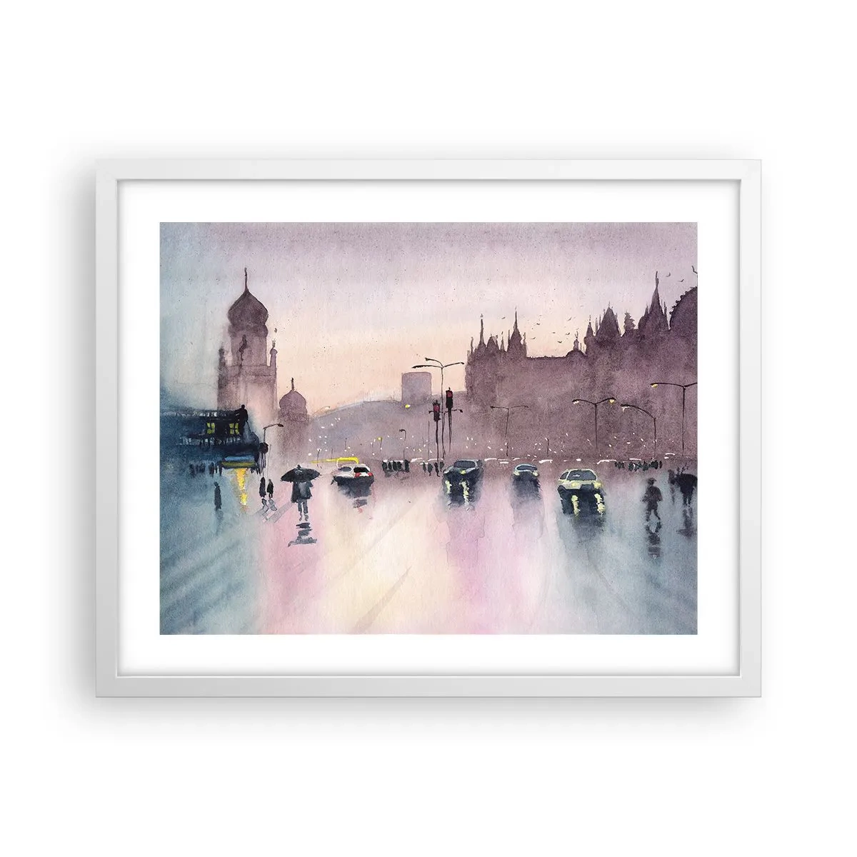 Póster en marco blanco - En una niebla lluviosa - 50x40 cm