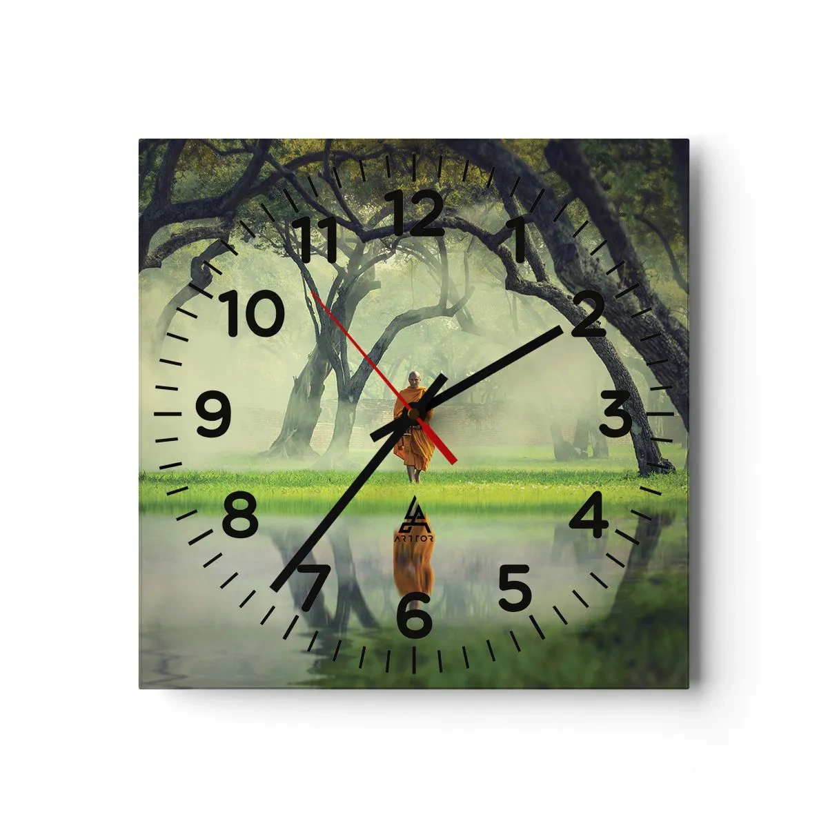 Reloj de pared - Reloj de vidrio - En el camino de la iluminación - 30x30 cm