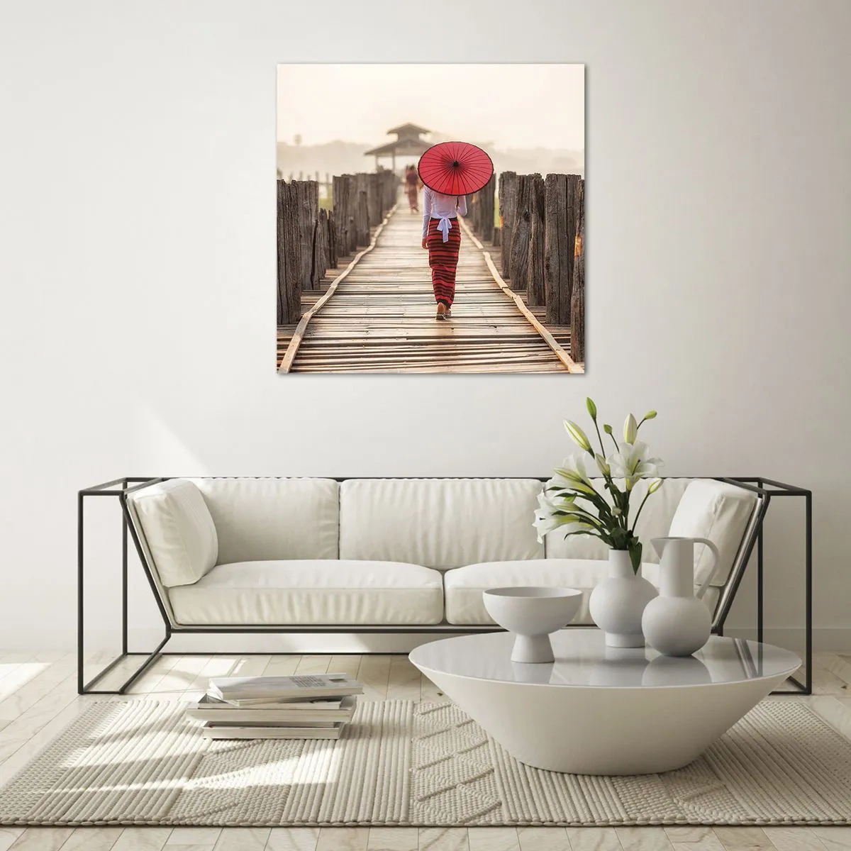 Cuadro sobre vidrio - Impresiones sobre Vidrio - En un viejo puente - 60x60 cm