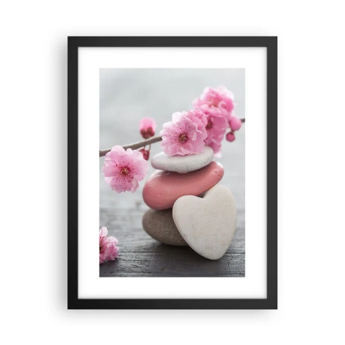 Póster en marco negro - Felicidad con la flor del cerezo - 30x40 cm