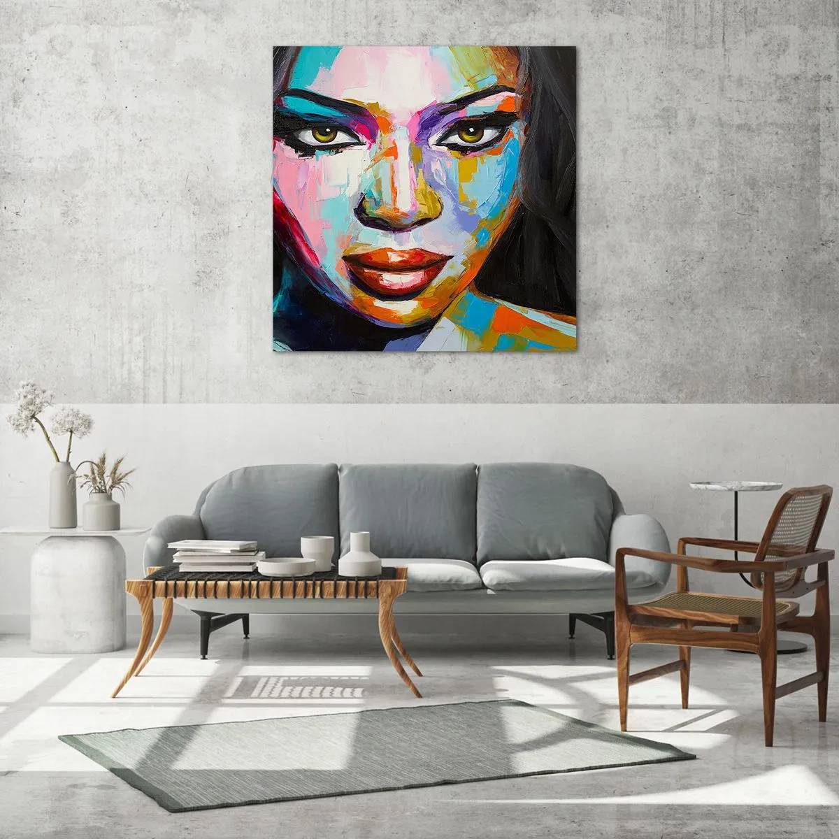 Cuadro sobre vidrio - Impresiones sobre Vidrio - Mirada penetrante - 70x70 cm