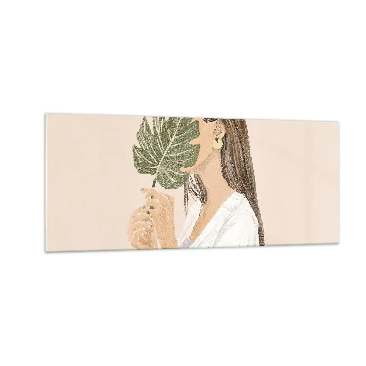 Cuadro sobre vidrio - Impresiones sobre Vidrio - Retrato misterioso con un abanico - 100x40 cm