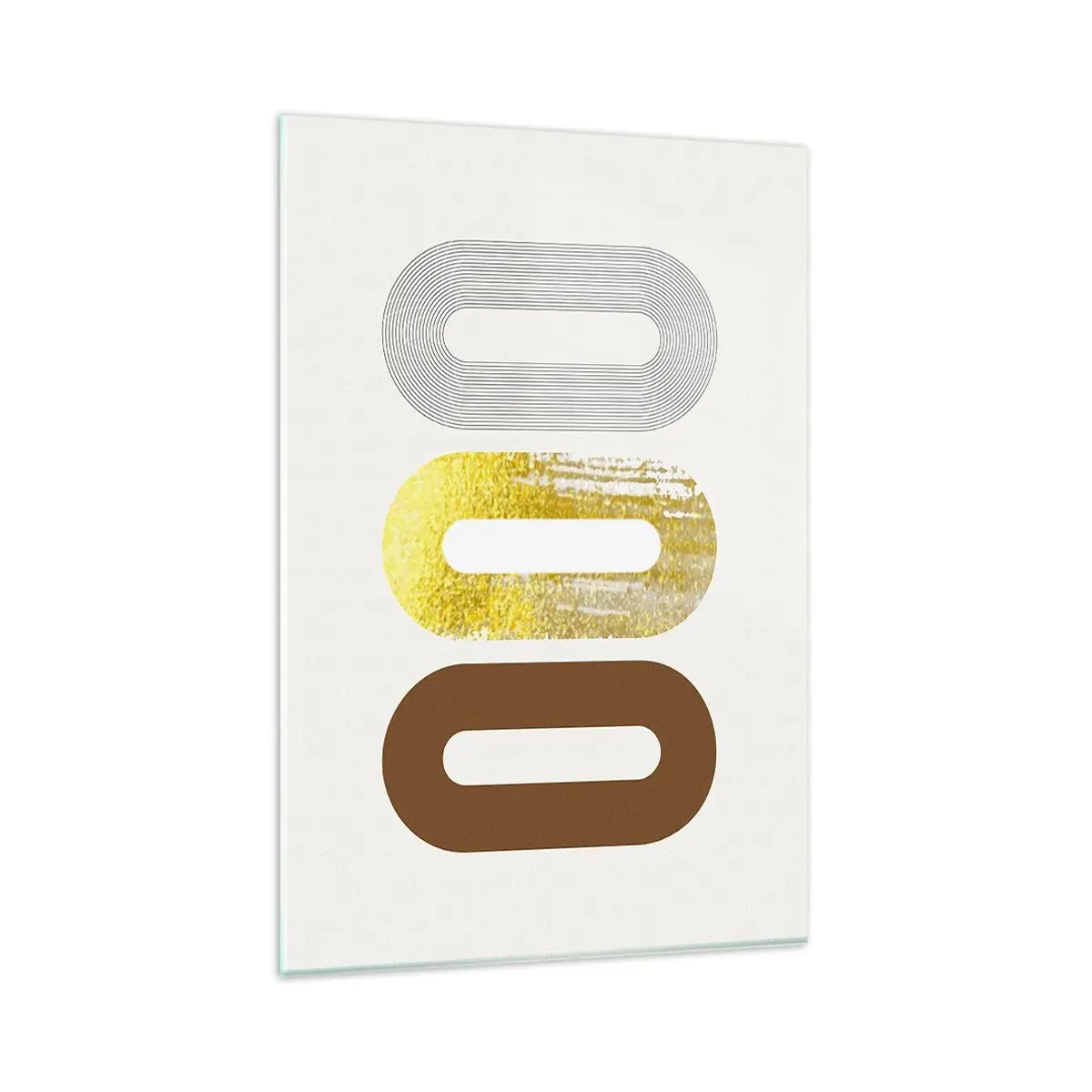 Cuadro sobre vidrio - Impresiones sobre Vidrio - Motivo abstracto de tres formas geométricas - 80x120cm - ¡Ooo! - Decoración de pared moderna para salón y dormitorio ARTTOR