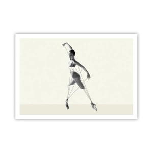Póster - Bailarina en interpretación geométrica con líneas. - 100x70cm - Títere de sí misma - Decoración de pared moderna para salón y dormitorio ARTTOR