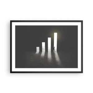 Póster en marco negro - Crecimiento simbólico en forma de pasajes iluminados por la luz. - 70x50cm - El camino del éxito - Decoración de pared moderna para salón y dormitorio ARTTOR