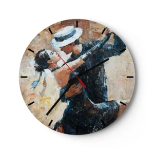 Reloj de pared - Reloj de vidrio - Una pareja bailando con atuendos elegantes, con sombrero y una pose dinámica. - 30x30cm - Estilo Rudolf Valentino - Decoración de pared moderna para salón, cocina y dormitorio ARTTOR