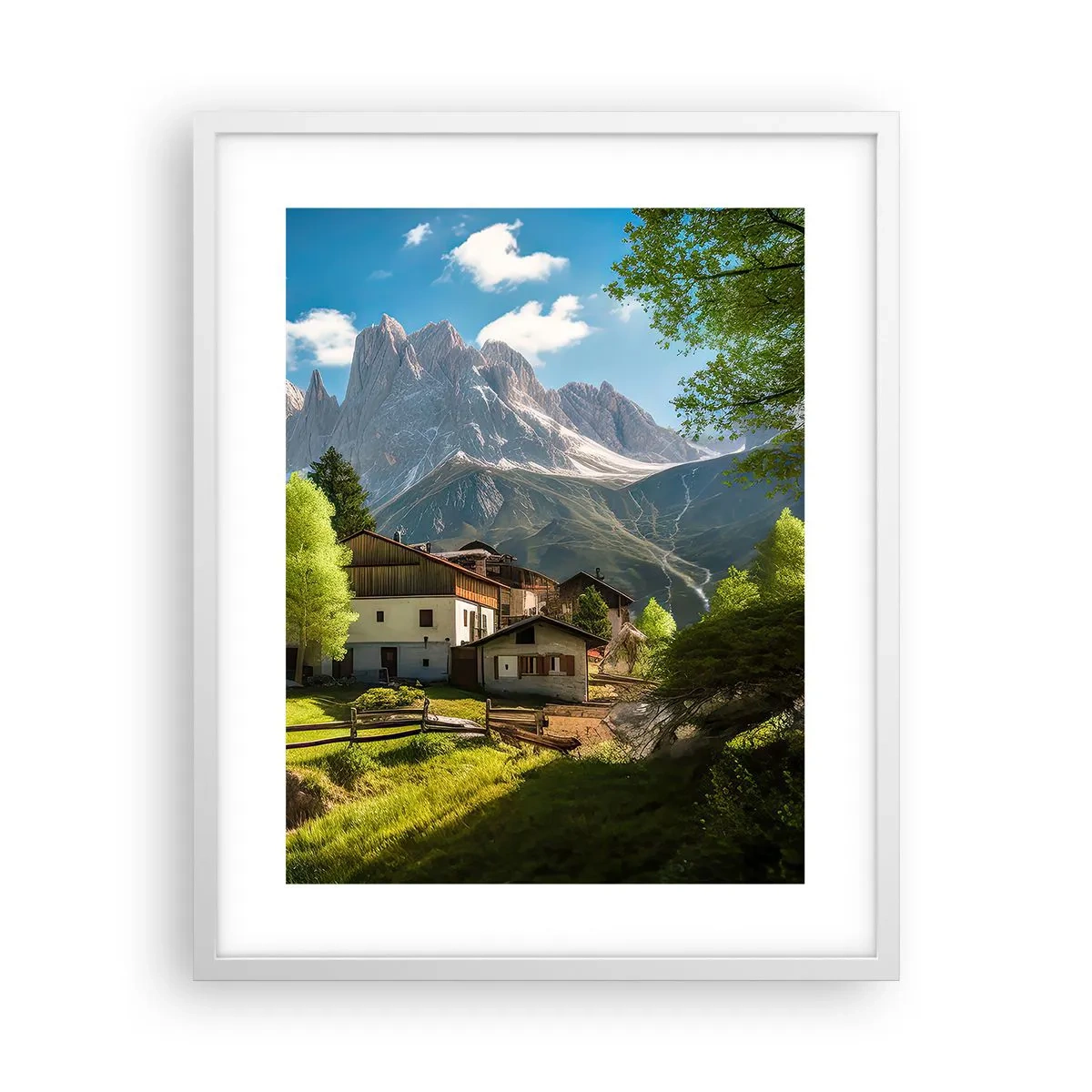 Póster en marco blanco - Idilio alpino - 40x50 cm