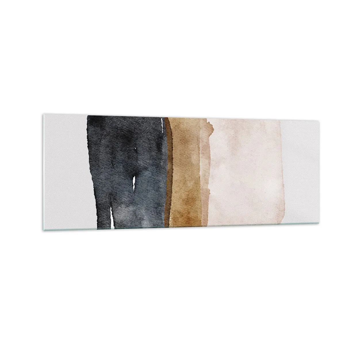 Cuadro sobre vidrio - Impresiones sobre Vidrio - Una composición minimalista de tres rectángulos en tonos tierra. - 140x50cm - Una composición de colores tierra - Decoración de pared moderna para salón y dormitorio ARTTOR