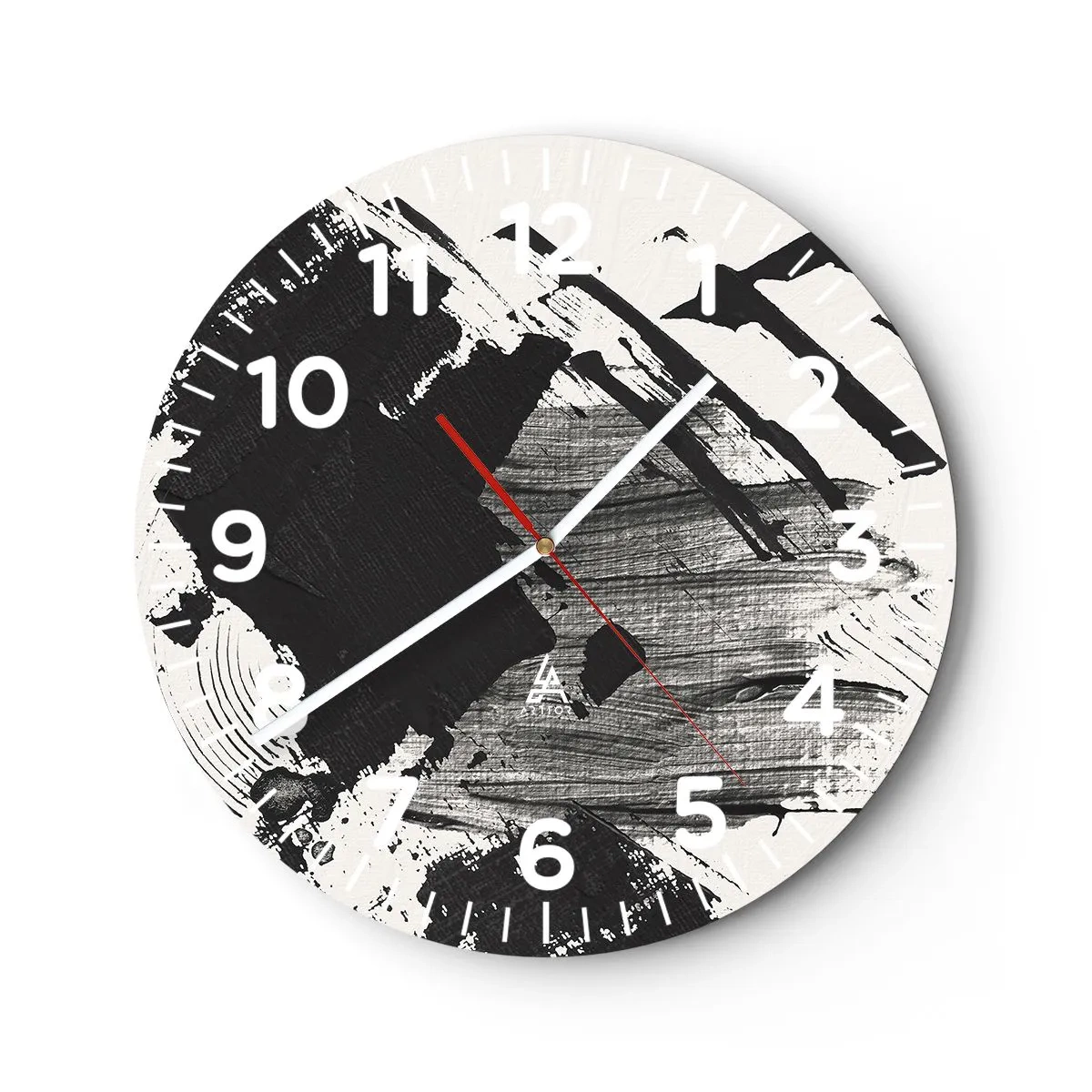 Reloj de pared - Reloj de vidrio - Abstracción: la expresión del negro - 30x30 cm