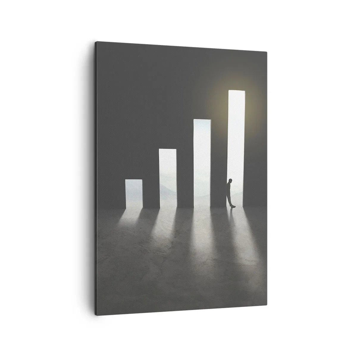 Cuadro sobre lienzo - Impresión de Imagen - Crecimiento simbólico en forma de pasajes iluminados por la luz. - 50x70cm - El camino del éxito - Decoración de pared moderna para salón y dormitorio ARTTOR