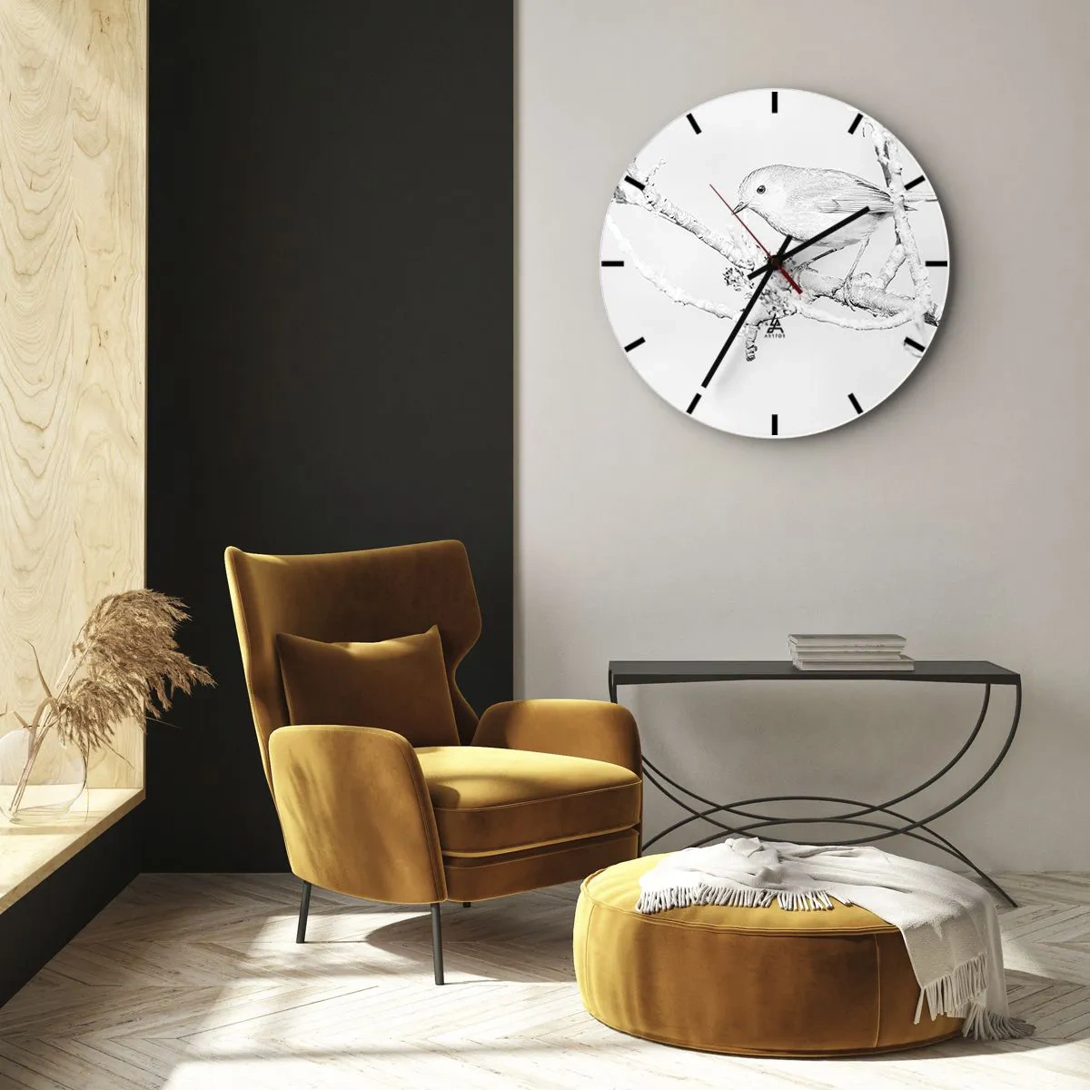 Reloj de pared - Reloj de vidrio - Mañana de invierno - 30x30 cm