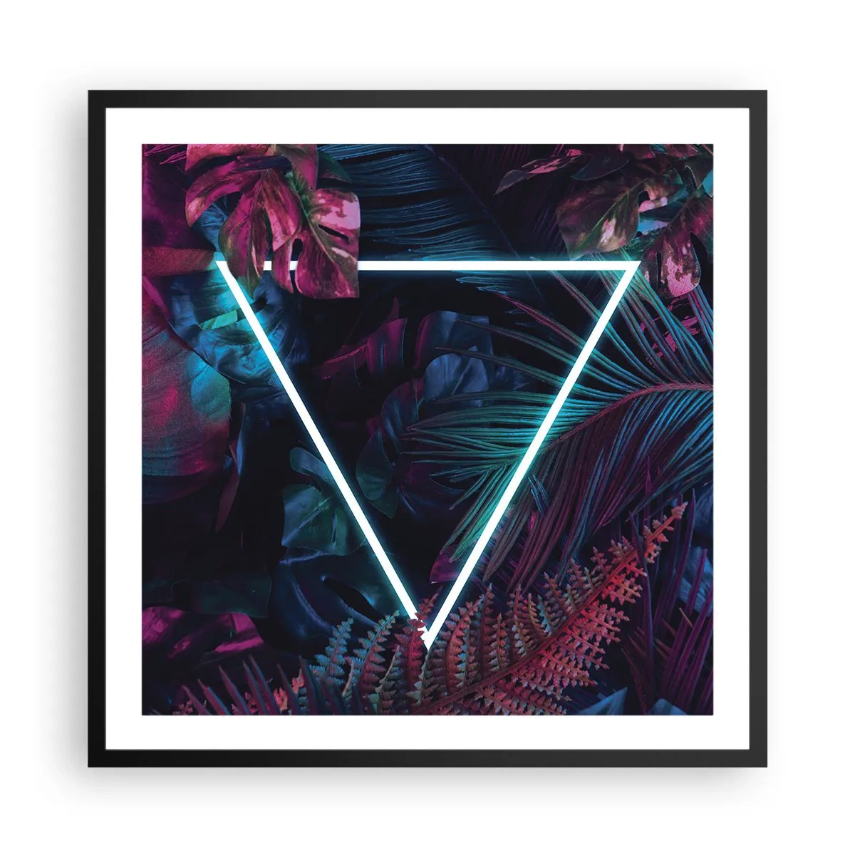 Póster en marco negro - Jardín fluorescente - 60x60 cm