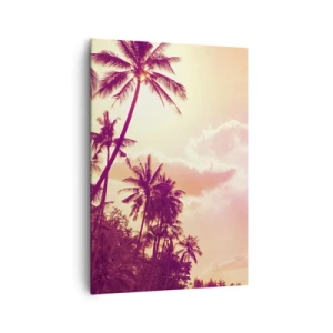 Cuadro sobre lienzo - Impresión de Imagen - Palmeras iluminadas por el sol poniente en un cielo tropical - 70x100cm - Debes elegir - Decoración de pared moderna para salón y dormitorio ARTTOR