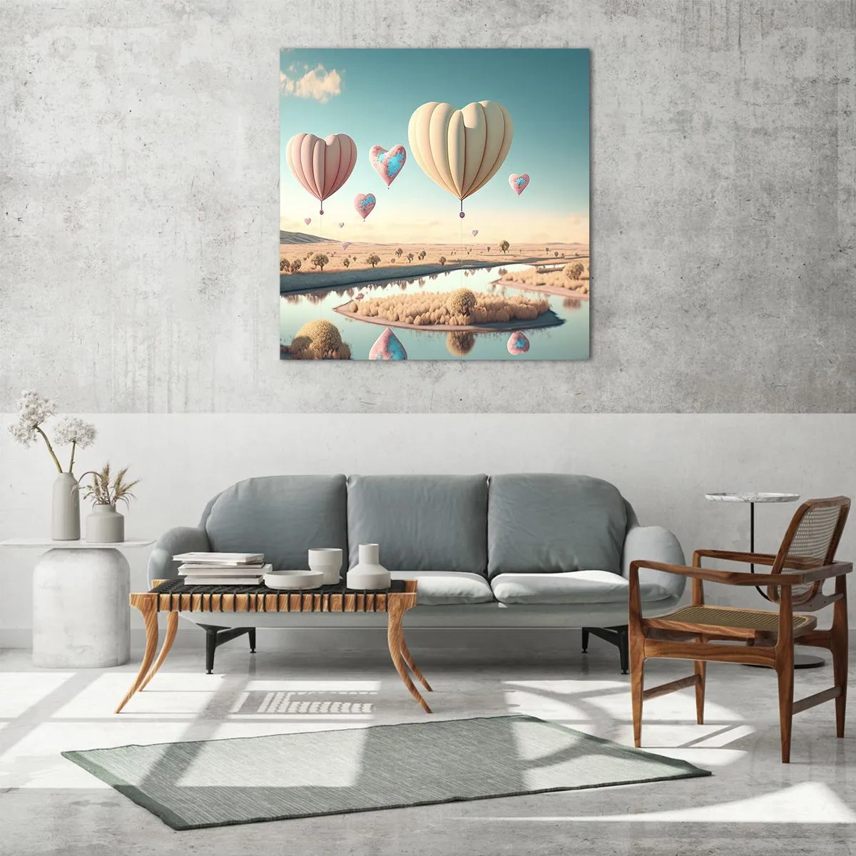 Cuadro sobre vidrio - Impresiones sobre Vidrio - El amor te hace volar - 60x60 cm