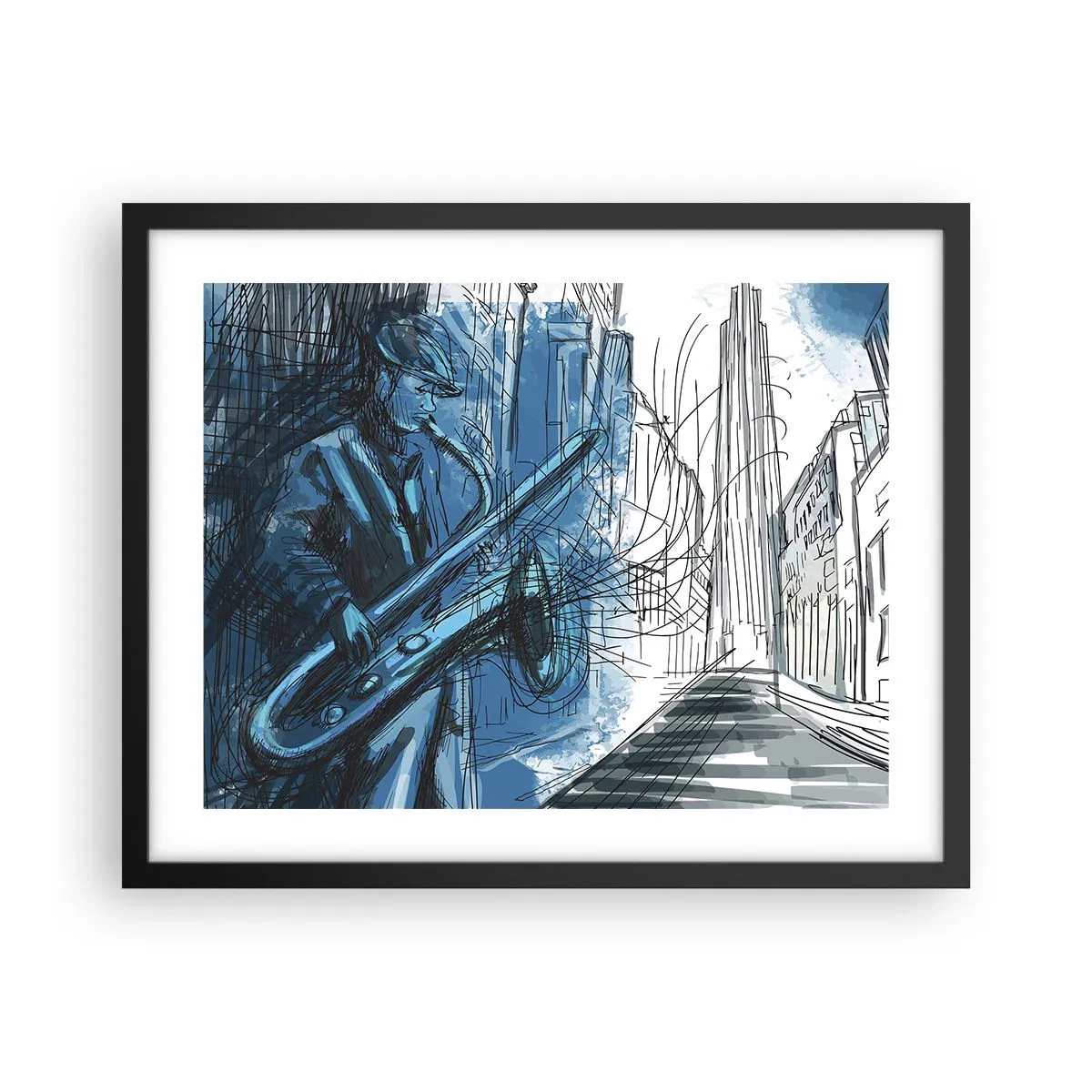 Póster en marco negro - Rapsodia urbana - 50x40 cm
