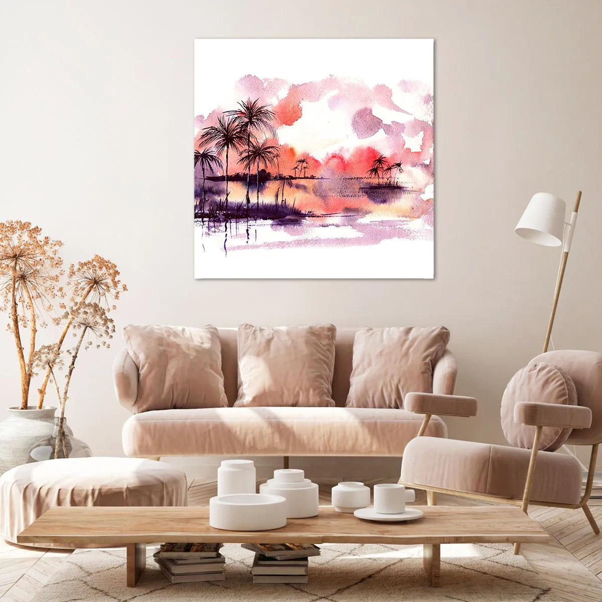 Cuadro sobre lienzo - Impresión de Imagen - La calma de los trópicos en rojo - 70x70 cm