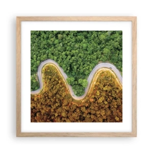 Póster en marco roble claro - Frontera serpenteante - 40x40 cm