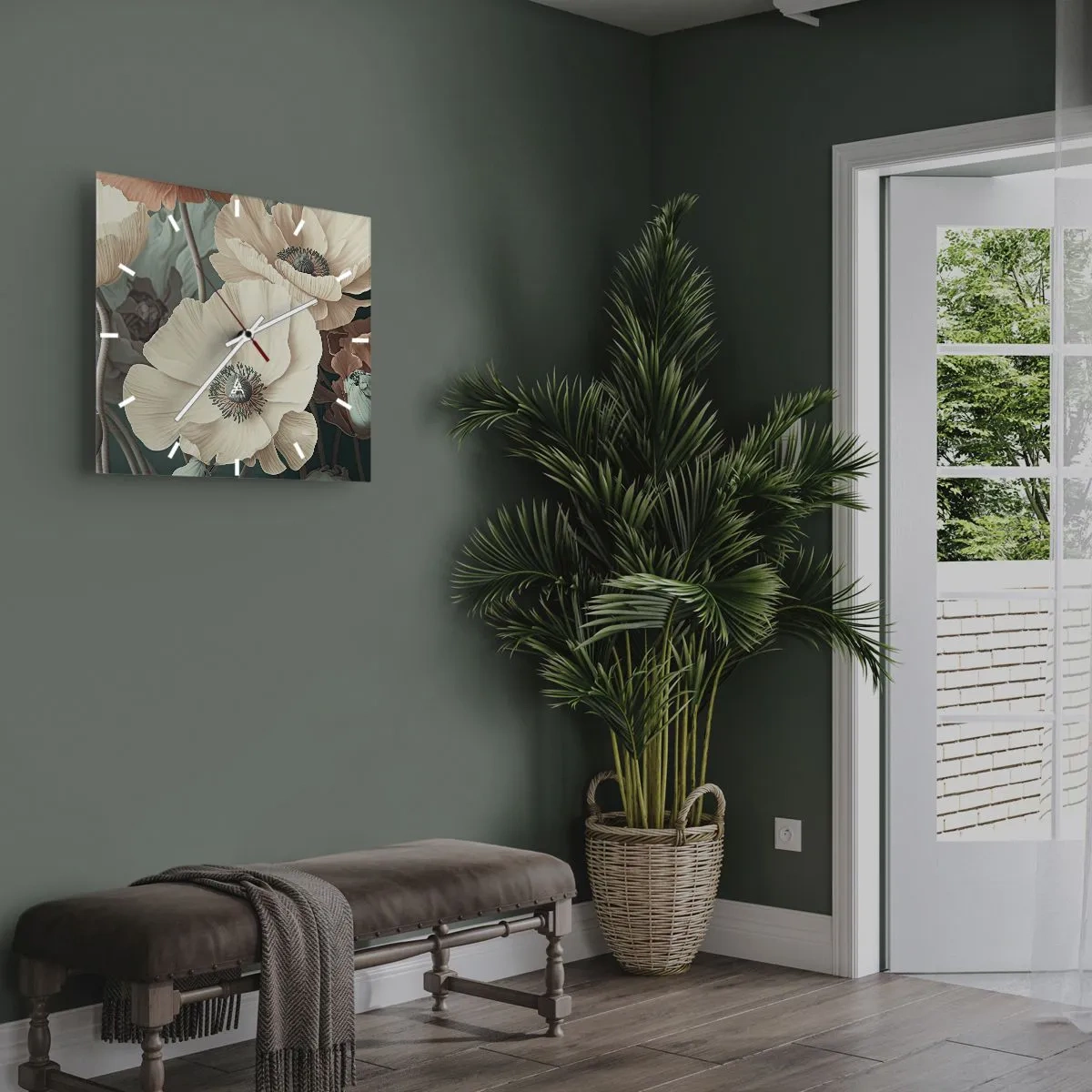 Reloj de pared - Reloj de vidrio - Susurro de amapolas - 40x40 cm