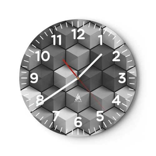 Reloj de pared - Reloj de vidrio - Rompecabezas cubista - 30x30 cm